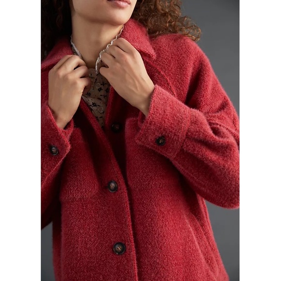 Anthropologie Houndstooth shirt Jacket Coat shacket new Nwt Greylin rust red - Picture 3 of 10